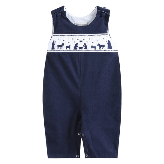 Corduroy Nativity Smocked Overalls