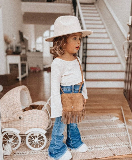 Bell Sleeve Crop Top | Cream