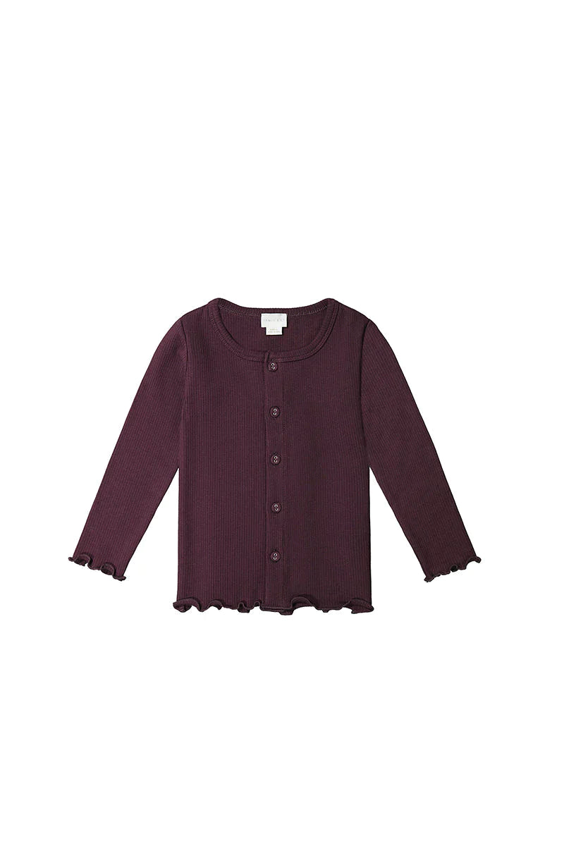 Organic Cotton Fine Rib Cardigan | Sugar Plum