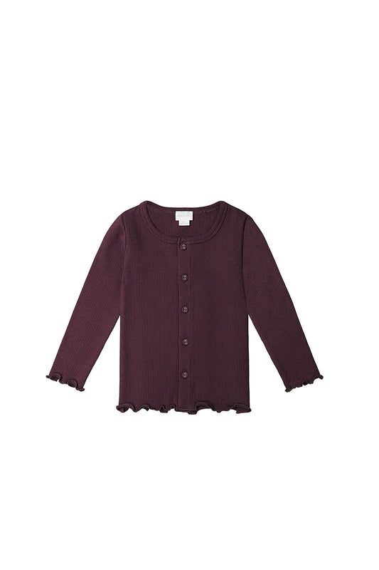 Organic Cotton Fine Rib Cardigan | Sugar Plum