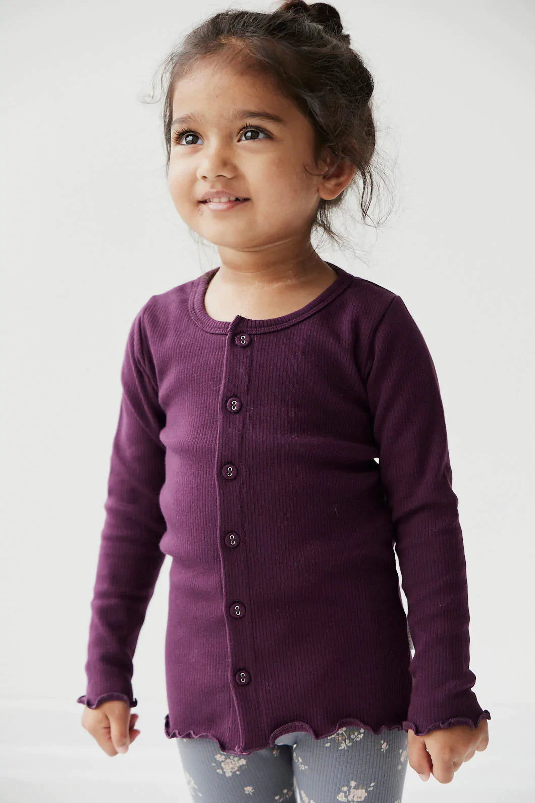 Organic Cotton Fine Rib Cardigan | Sugar Plum