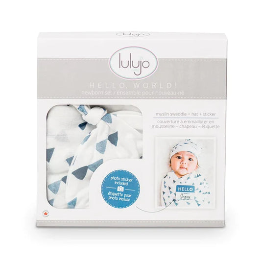 Hello World! Hat + Swaddle Set | Triangles