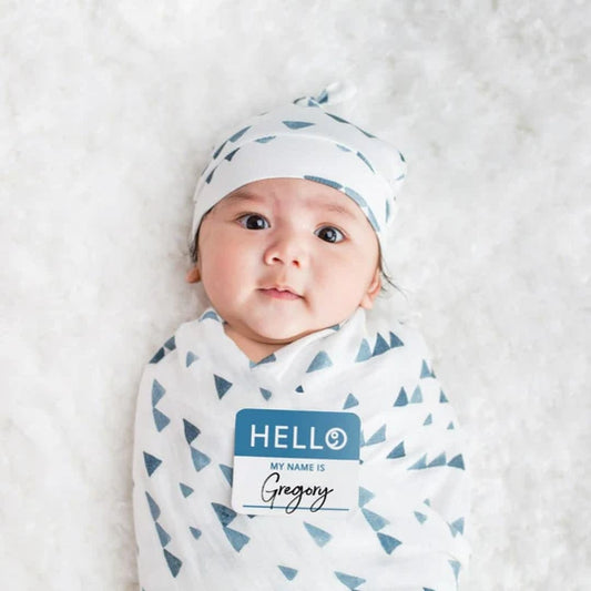 Hello World! Hat + Swaddle Set | Triangles