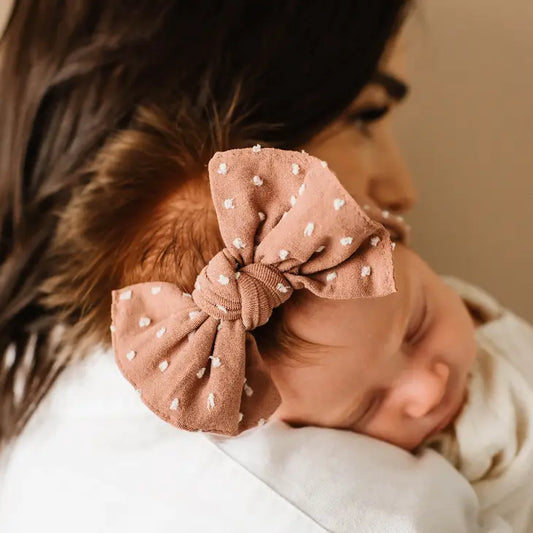 Shabby Knot Headband | Putty/White Dot