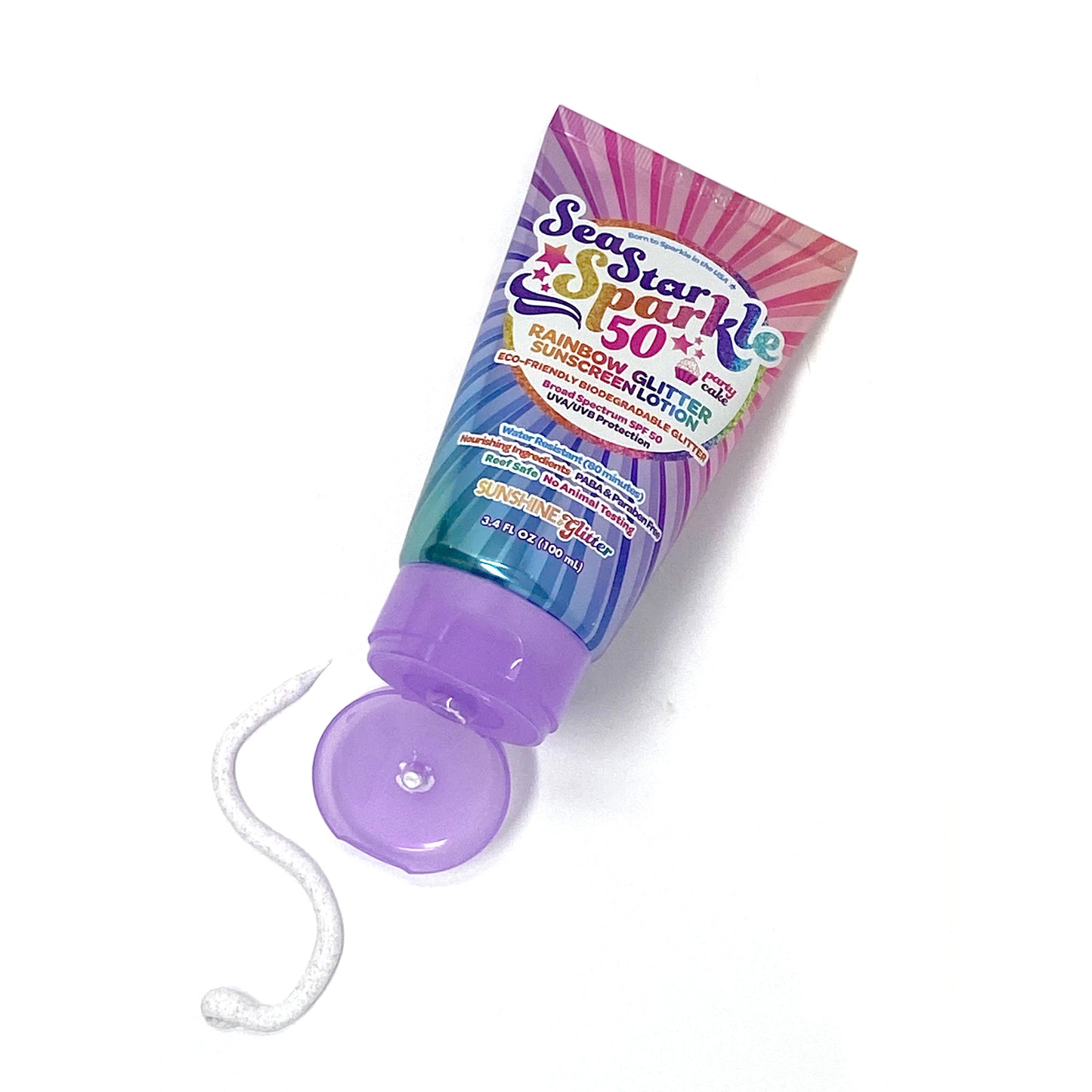 Party Cake | SeaStar Sparkle Rainbow Glitter Sunscreen Lotion