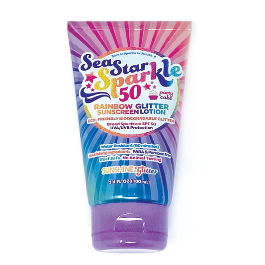 Party Cake | SeaStar Sparkle Rainbow Glitter Sunscreen Lotion