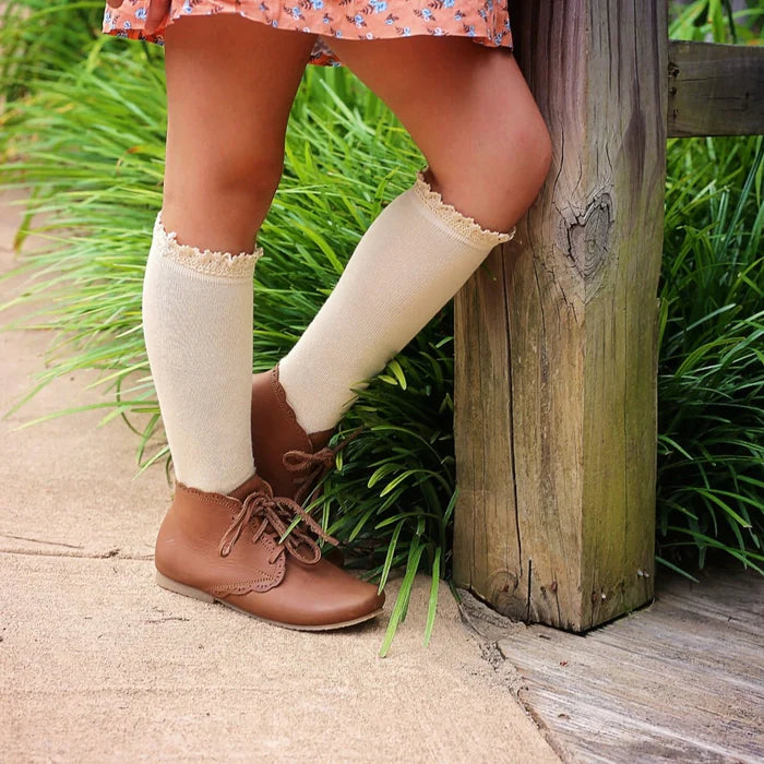 Vanilla Lace Top Knee High Socks