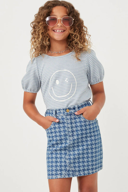 Wink Happy Face Puff Sleeve Top