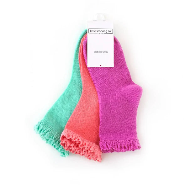 Tropical Lace Midi Sock 3-pack